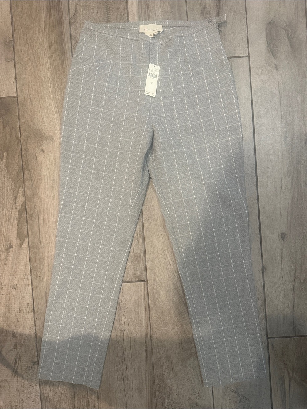 NWT Anthropologie Gray Windowpane Knit Pants, Size 2.